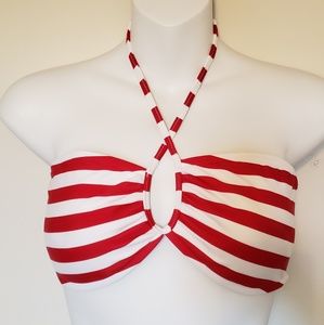 Red and white striped bikini top